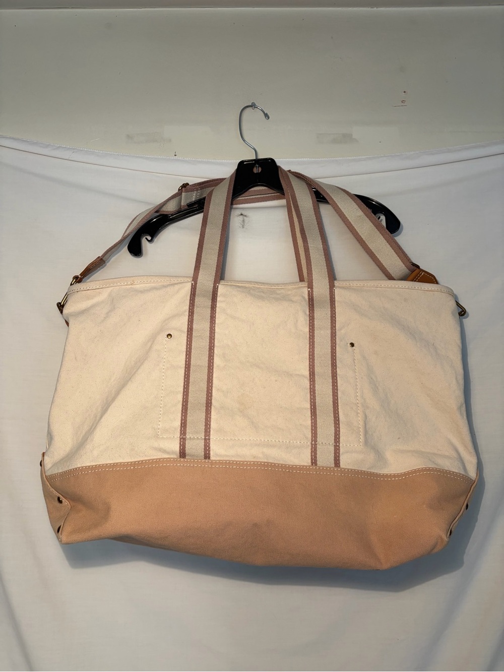 J. Crew Montauk Tote Canvas Bag in Cream & Tan 25X14